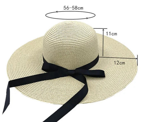 Beach Straw Hat With Bowtie In Khaki - Picture 4 of 4